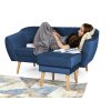 DEANA II kék kárpitozott kétszemélyes kanapé és puff