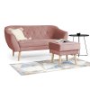 DEANA II rózsaszín kárpitozott kétszemélyes kanapé és puff