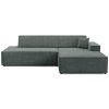 TILIA sötétszürke L alakú sarokkanapé fekete lábakkal