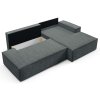 TILIA sötétszürke L alakú sarokkanapé ágyazható funkcióval