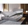 GLOS szürke boxspring ágy 180x200 felnyitható ágyneműtartóval