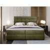 GLOS olivazöld boxspring ágy 180x200 lábakkal és bonell rugós matracokkal