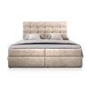GLOS krémszínű boxspring ágy 140x200 háttámlával és lábakkal