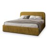 BENIRA K kárpitozott mustársárga franciaágy ágyneműtartóval 140x200