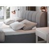 CEVANO szürke boxspring ágy 140x200 puha háttámlával