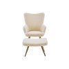 GLASGLOW bézs bouclé fotel lábtartóval