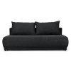 ANDER fekete velúr plüss szövettel kárpitozott kanapéágy