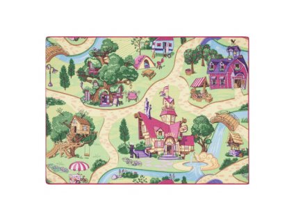 Rožnato-zeleni protizdrsni tepih Candy Town