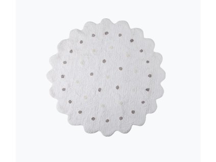 Okrogla pralna preproga Dots White