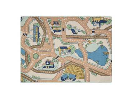 Bež-zeleni otroški tepih Miasteczko