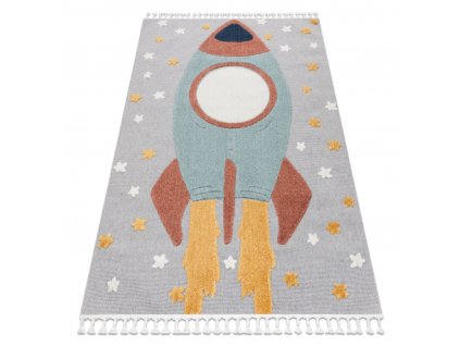 Sivo-modra otroška preproga Yoyo z raketo