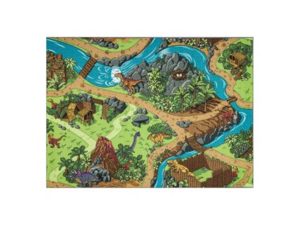 Sivo-zeleni protizdrsni tepih Dino World