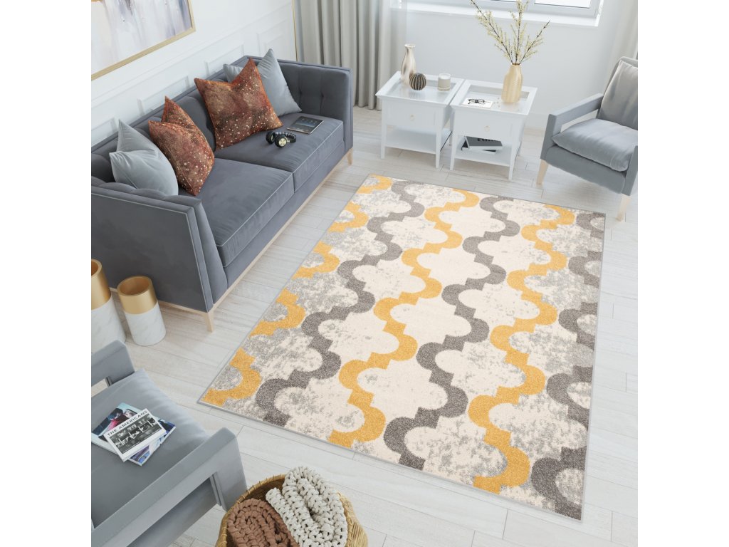 Sivo-žltý vzorovaný koberec Kathy | Wilsondo.sk