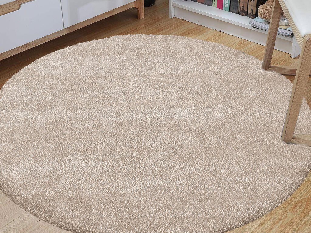 Béžový okrúhly shaggy koberec Akron 133cm | Wilsondo.sk