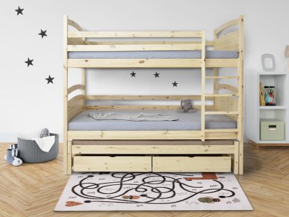 Poschodová posteľ s prístelkou Petra 2 200x90 - prírodná