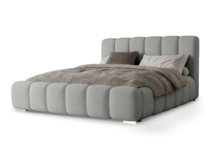 Moderná sivá čalúnená posteľ Velo