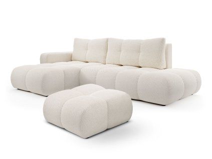 Sada krémovej sedačky a taburetky Soho