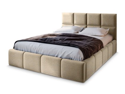 Béžová čalúnená posteľ Comone