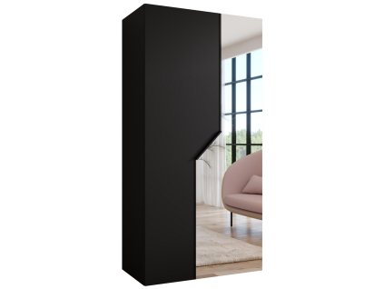 Čierna šatníková skriňa so zrkadlom Andrew 2