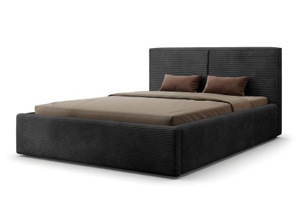 Grafitová manželská posteľ Inez 160x200