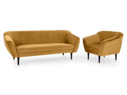 Moderná žltá sada pohovky a kresla Diva