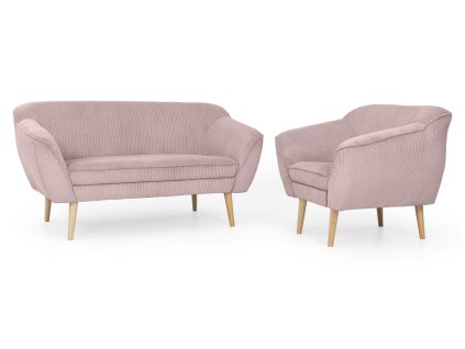 Ružová sada Dory kreslo a pohovka