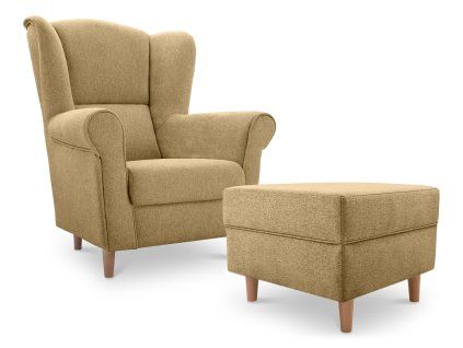 Kreslo ušiak s taburetom Loft