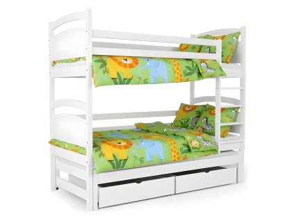 Poschodová posteľ s prístelkou Petra 2 200x90 - biela