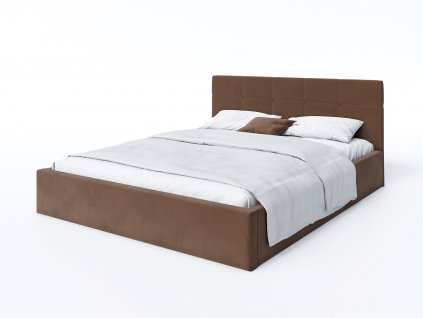 Čalúnená manželská posteľ s úložným priestorom Ingrit - hnedá