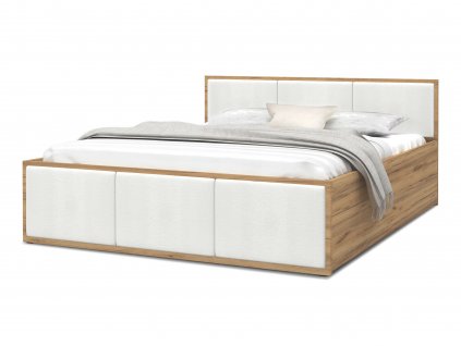 Čalúnená jednolôžková posteľ Dolly - dub craft/biela 120