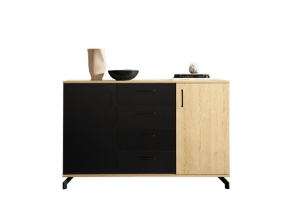 Komoda Madison MD9 140 - čierna / dub