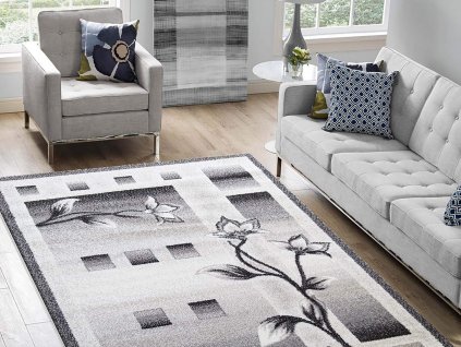 Sivý kvetovaný koberec Arven