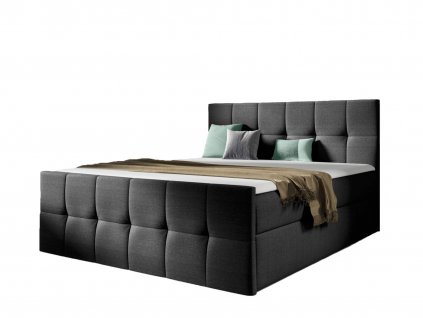 Boxspring posteľ Charlotte s úložným priestorom - čierna