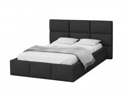 Čalúnená manželská posteľ s úložným priestorom 140x200 Dony - čierna