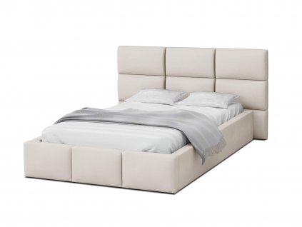 Čalúnená manželská posteľ s úložným priestorom Dony 140x200 - krémová