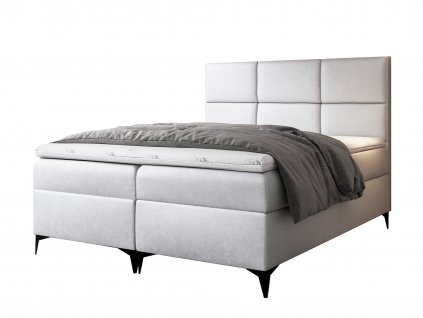 Boxspring posteľ FAVA s vrchným matracom - sivá Velvet