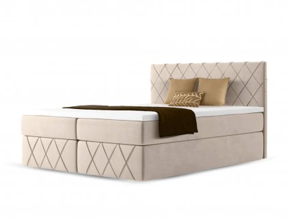 Boxspring posteľ Paros Lux s vrchným matracom - béžová Paros