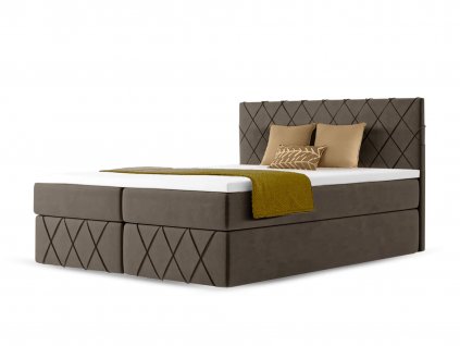 Boxspring posteľ Paros Lux s vrchným matracom - hnedá Paros
