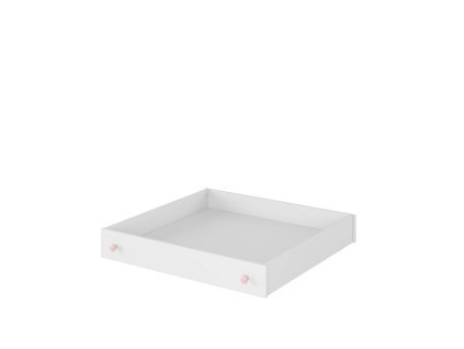 biely úložný box pod posteľ s ružovými úchytkami