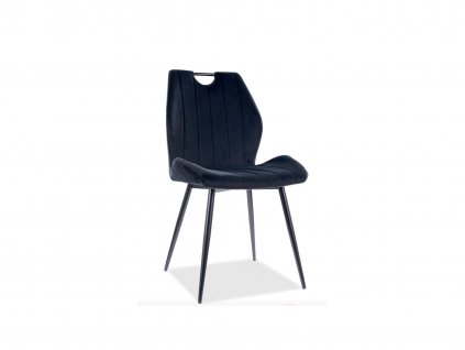 Čierna zamatová stolička ACRO, určená do jedálne či pracovne.