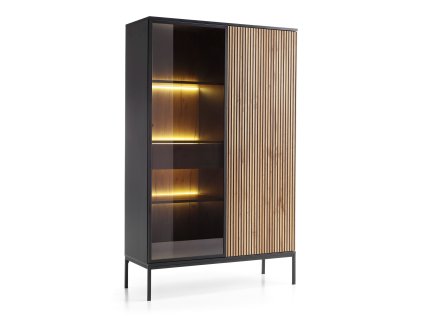 vysoká čierna vitrína do obývačky SENTO