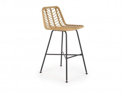 Barová stolička H97 vyrobená z prírodného ratanu a kovu.