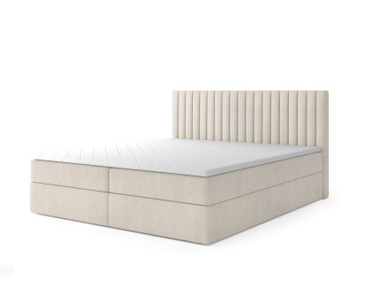 Čalúnená boxspring posteľ Lamella - krémová