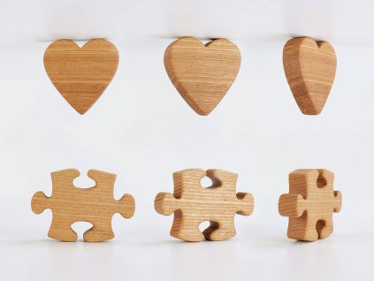 Detské úchytky v tvare srdca a puzzle