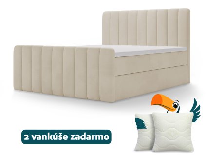 Čalúnená boxspring posteľ Magic plus 140x200 - krémová