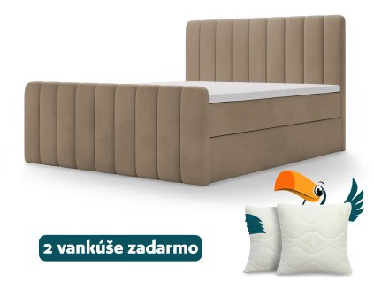 Čalúnená boxspring posteľ Magic plus 140x200 - béžová