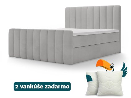 Čalúnená boxspring posteľ Magic plus 140x200 - sivá