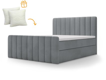 Čalúnená boxspring posteľ Magic plus 140x200 - tmavosivá