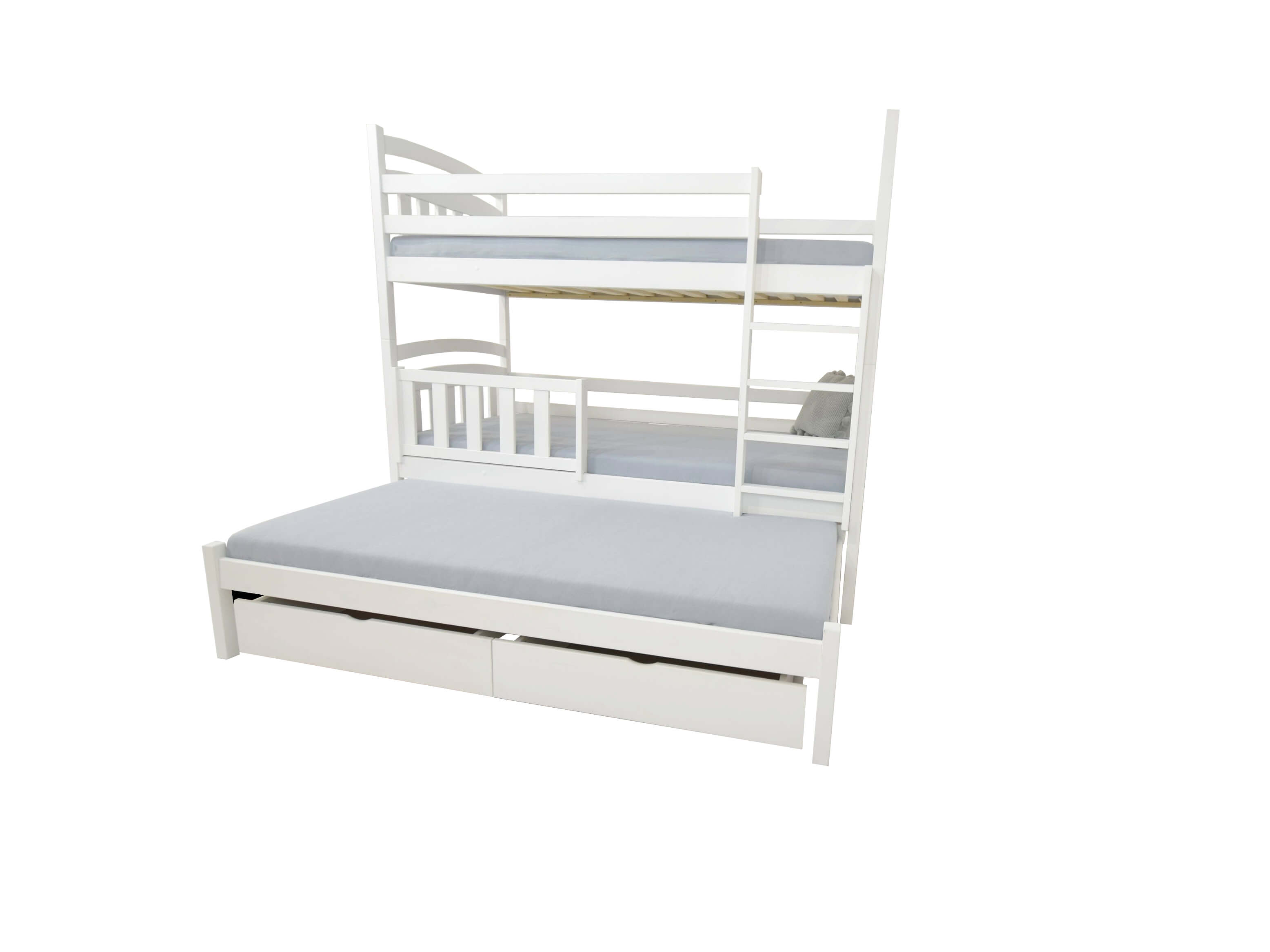 Wilsondo Poschodová posteľ s prístelkou Petra 1 200x90 - biela