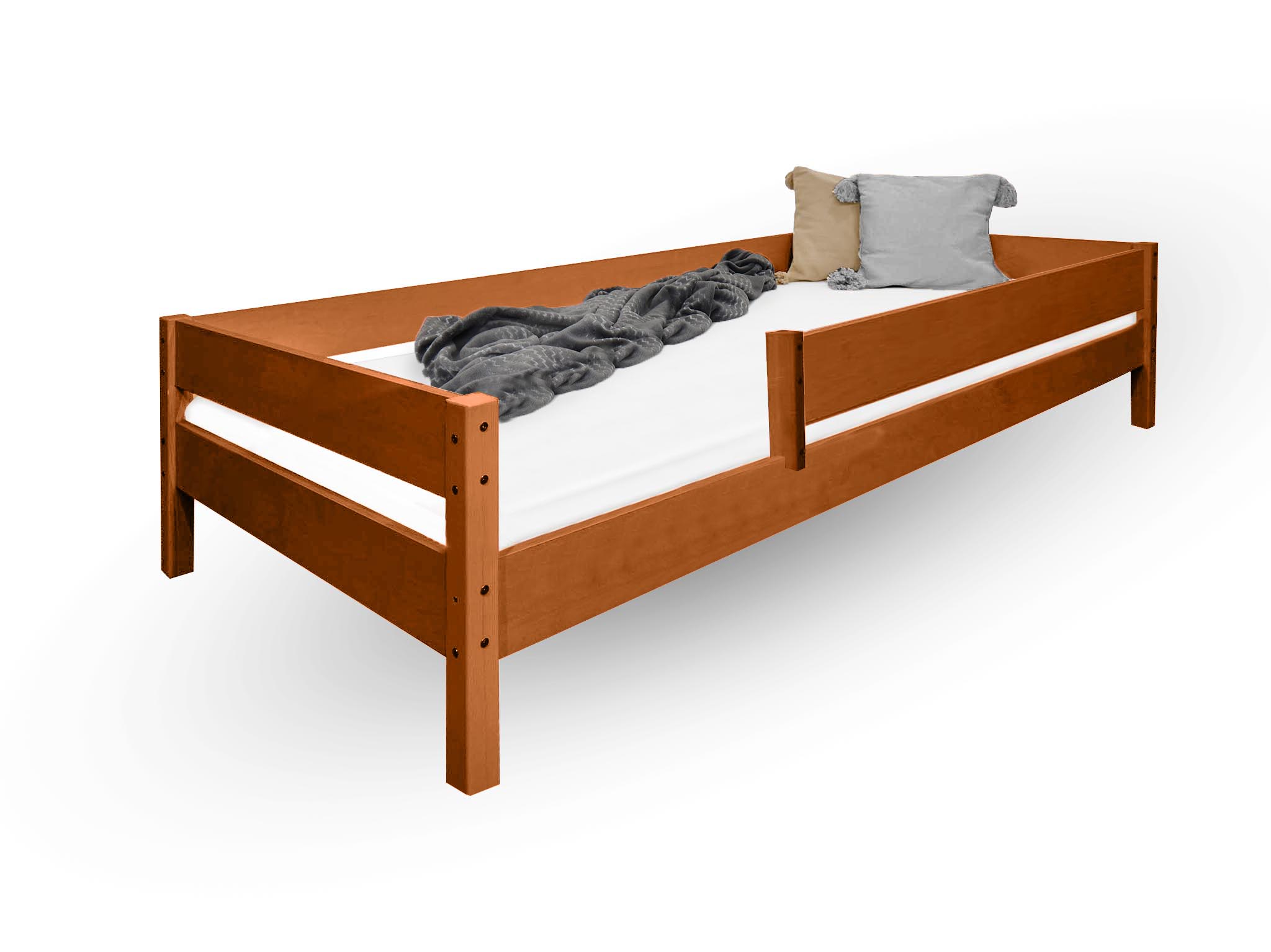 LU Detská posteľ s ochrannou bariérkou Mix - teak Rozmer: 160x80